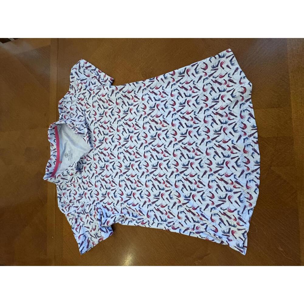Scales Women's Large Polo Shirt with Fishing Lure Print